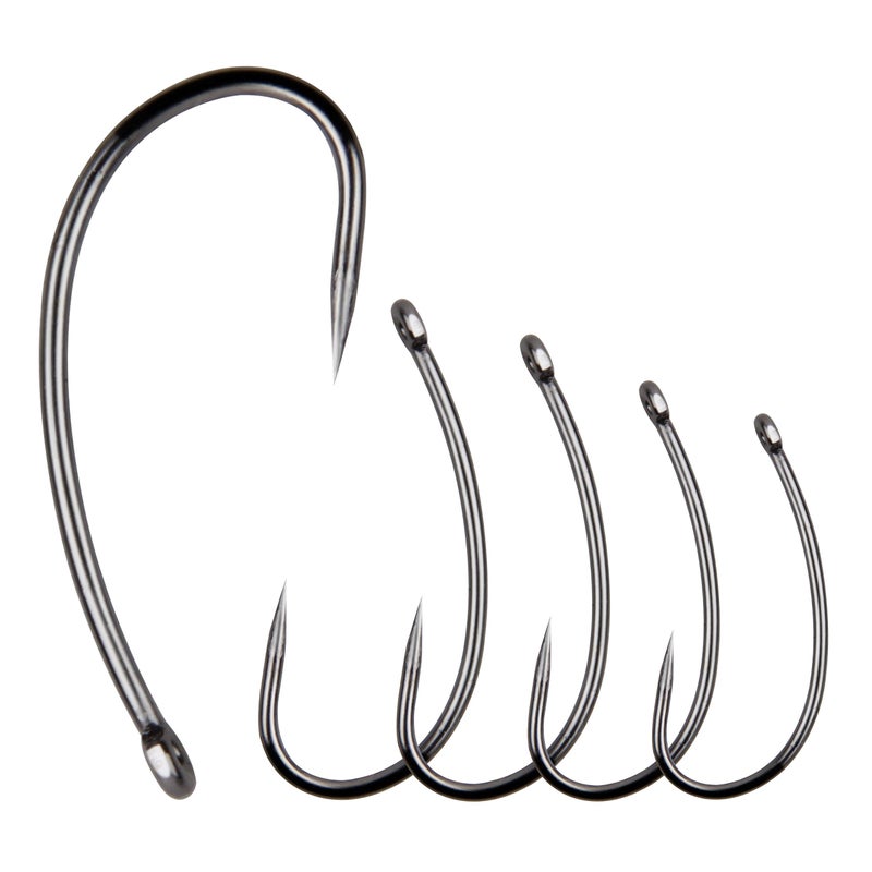 SILANON Barbless Fishing Hooks, 120pcs Barbless Trout Carp Hooks Circle Curve Shank Carp Fishing Fly Tying Hooks for Hair Rig Freshwater Saltwater (Size 2) - Image 1